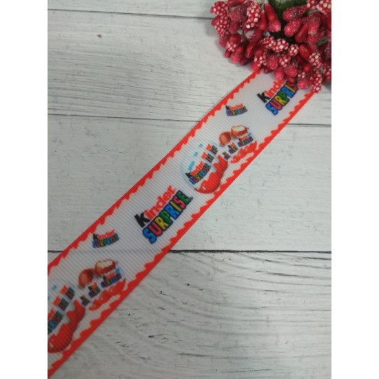 Лента репсовая 2,5 см с рисунком "Киндер сюрприз", цена за 1 м